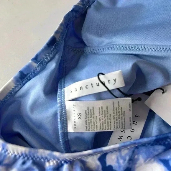 Sanctuary Women's Blue Tie Dye Halter Poolside One Piece Swimsuit XS NWT - Picture 5 of 6